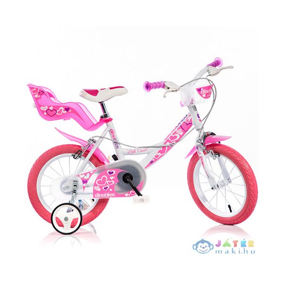 Little Heart Rózsaszín-Fehér Kerékpár 16-os Méretben (Dino Bikes, 164RN-05LH)