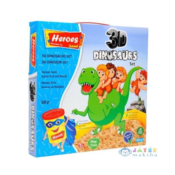 Kinetic Sand: Heros Dinoszauruszos Homokgyurma Szett Kiegészítőkkel 500G-os (ER Toys, KUM-031)