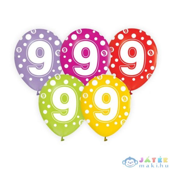 Színes, Pöttyös Számos Lufi 5 Darabos Szett - 9 (GoDan, GZ-CYF9)