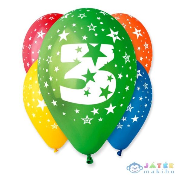 Színes Számos Lufi 5 Darabos - 3 (GoDan, GS110-3)