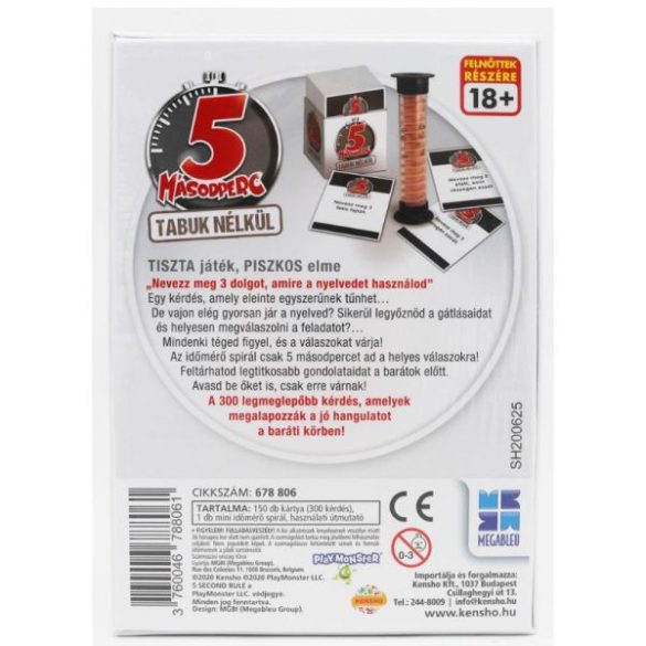 Megableu: 5 Másodperc 3 Válasz Tabuk Nélkül - Felnőtt Társas (Kensho, 678806)