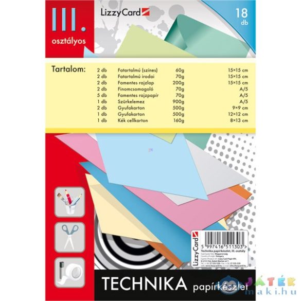 Technika Papírkészlet - 3. Osztály - 19 Db-os (Lizzy Card, 677)