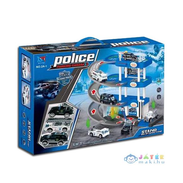 3-Emeletes Parkolóház Rendőrautókkal, Fénnyel És Hanggal (Magic Toys, MKL374432)