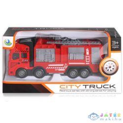  City Truck: Négytengelyes Fém Tűzoltóautó Modell - Fénnyel És Hanggal (Magic Toys, MKL261104)