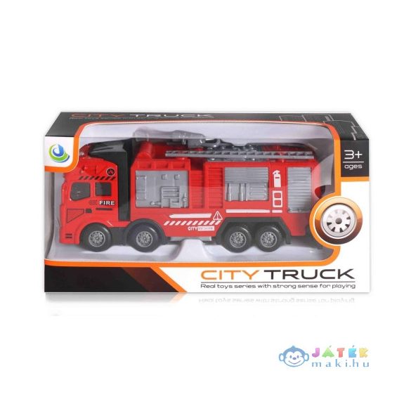 City Truck: Négytengelyes Fém Tűzoltóautó Modell - Fénnyel És Hanggal (Magic Toys, MKL261104)