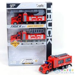   Hátrahúzós Tűzoltó Kamion Szett 3Db-os 1:48 (Magic Toys, MKL450698)