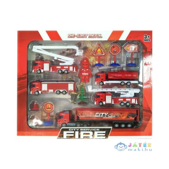 Nagy Tűzoltó Játékszett Járművekkel És Kiegészítőkkel (Magic Toys, MKK098745)