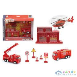   Nagy Tűzoltóság Játékszett Járművekkel És Épülettel (Magic Toys, MKK123468)