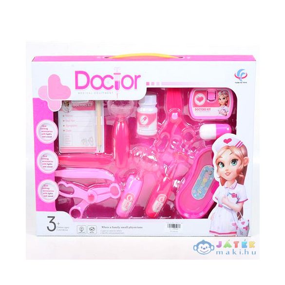 Pink Orvosi Játékszett Ollóval, Kórlappal És Kiegészítőkkel (Magic Toys, MKL538286)