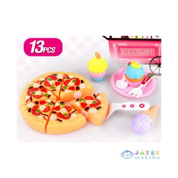 Pizza Játékszett Édességekkel 13Db-os (Magic Toys, MKL183722)