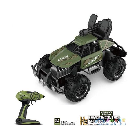 Rc 2,4Ghz Távirányítós Katonai Terepjáró Buggy 1:12-Es Méretarány Zöld Színben (Magic Toys, MKL578543)