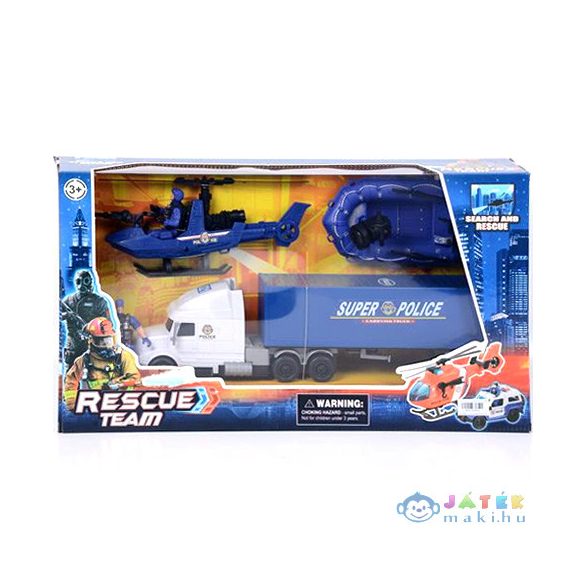 Rescue Team Rendőrségi Játék Szett Gumicsónakkal (Magic Toys, MKK393504)