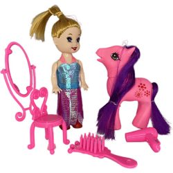   Sandra Baba Pink Pónival És Fodrász Kiegészítőkkel (Magic Toys, MKK139515)
