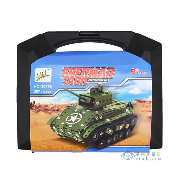 Sherman Tank Modell Fém Építőjáték 359Db-os Szett Bőröndben (Magic Toys, MKL524570)