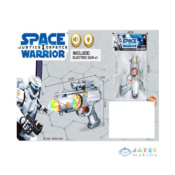 Space Warrior: Elektromos Űrpisztoly Fénnyel És Hanggal 27Cm (Magic Toys, MKK472974)