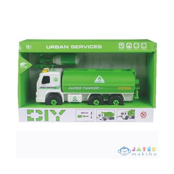 Urban Services Szétszerelhető tartályos kamion szerszámokkal és hanggal 20cm (Magic Toys, MKK440916)