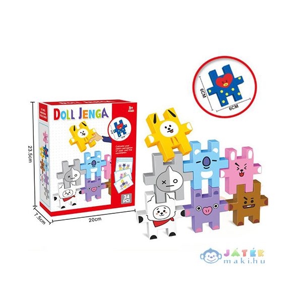 Színes Jenga 24Db-os Állatos Puzzle 6Cm-Es Elemekkel (Magic Toys, MKL527261)