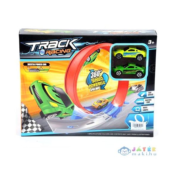 Track Racing Versenypálya, Hurokkal, Kilövővel És Két Kisautóval (Magic Toys, MKK332322)