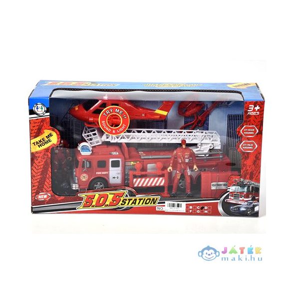 Tűzoltóautó És Helikopter Fénnyel, Hanggal És Figurákkal (Magic Toys, MKL337523)