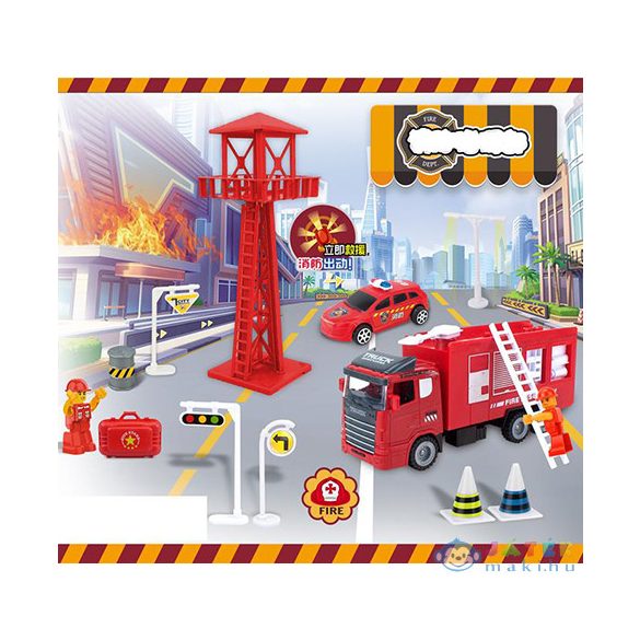 Tűzoltósági Játékszett Őrtoronnyal, Tűzoltó Autókkal És Kiegészítőkkel (Magic Toys, MKL488993)