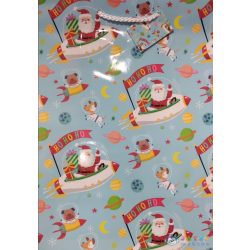 Karácsonyi ajándéktasak 33x26 cm világoskék