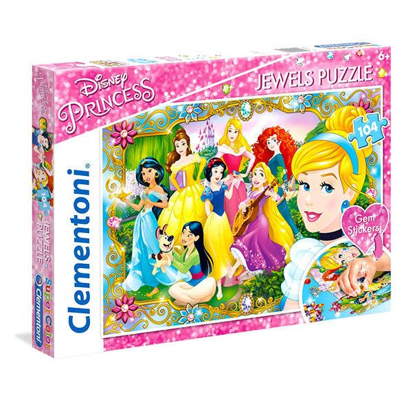 Disney Hercegnők Supercolor ékszer-puzzle 104db-os (Clementoni, 20147)