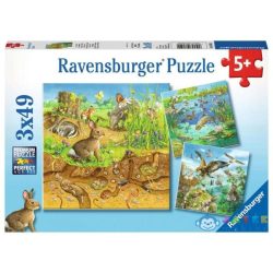   Ravensburger 3 x 49 db-os puzzle - Állatok és Lakóhelyük 08050