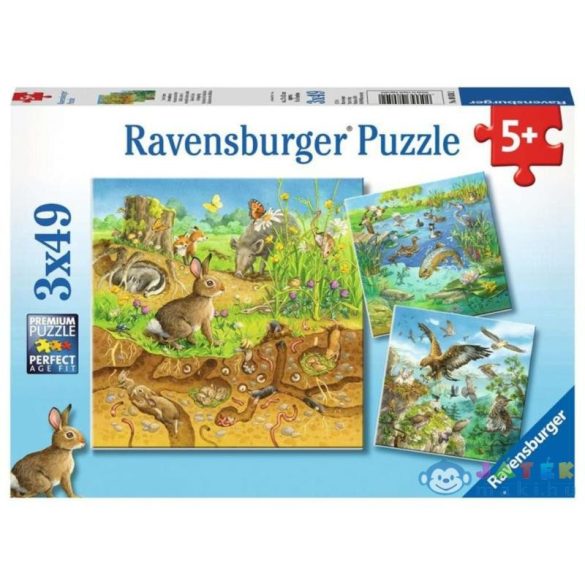 Ravensburger 3 x 49 db-os puzzle - Állatok és Lakóhelyük 08050