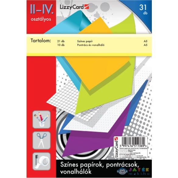 Színes papírok, pontrácsok, II-IV. osztály (Lizzy Card, 511389)