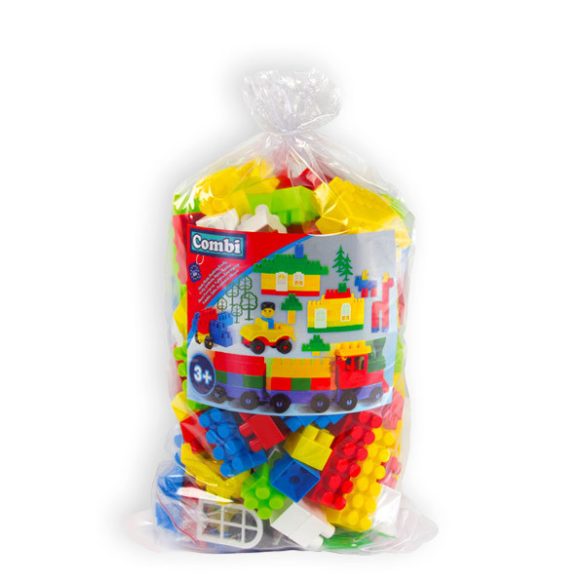 Combi Blocks: 100 darab műanyag építőkocka zsákban (Mochtoys, 0102)