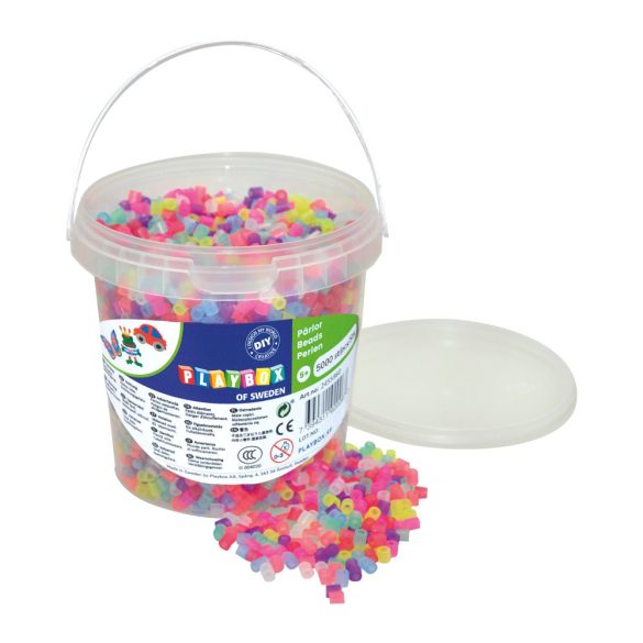 Playbox Vödör Vasalható Gyöngyökkel, 5000 Db, Áttetsző Színek (Playbox, 2456317)