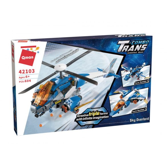 3 az 1-ben szuper kreátor Helikopter, Repülő sárkány vagy Vadászgép (QMAN® , QH42103)