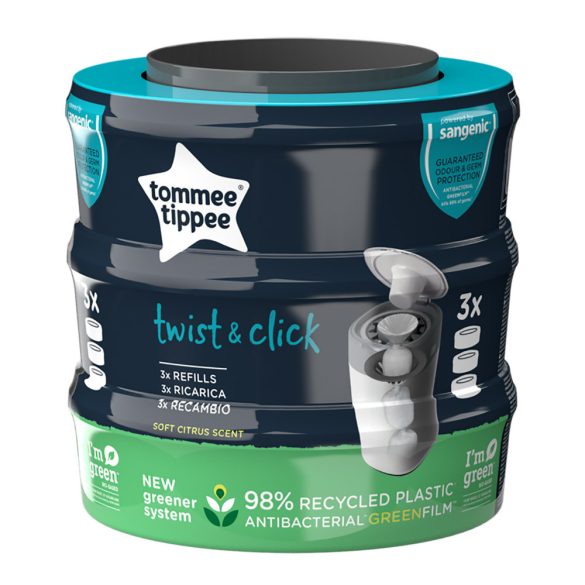 Tommee Tippee Twist&Click és Sangenic Tec pelenkatároló utántöltő 3 db-os citrus