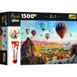 Trefl: Színes Hőlégballonok Puzzle - 1500 Darabos + Ragasztó (Trefl, 26177)