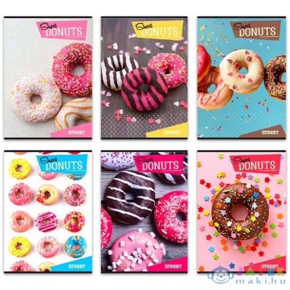 Street: Donuts Vonalas Füzet - A5, 31-32, Többféle (White Crystal, 65718A)